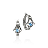 Icon Hoop Earrings, Sterling Silver, Swiss Blue Topaz, 21MM