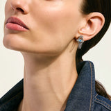 Icon Hoop Earrings, Sterling Silver, Swiss Blue Topaz, 21MM