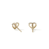 JH Essential Heart Stud Earrings, Gold, Diamonds