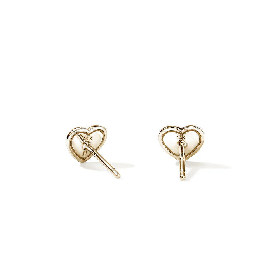 JH Essential Heart Stud Earrings, Gold, Diamonds