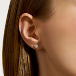 JH Essential Heart Stud Earrings, Gold, Diamonds
