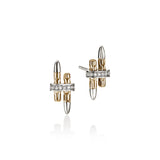 Sterling Silver & 14K Gold Spear Stud Earrings with Diamonds