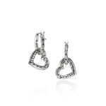 JH Essential Heart Drop Earrings, Gold, Sterling Silver, Diamonds