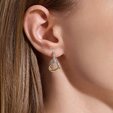 JH Essential Heart Drop Earrings, Gold, Sterling Silver, Diamonds