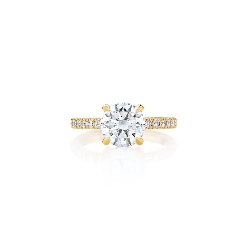 Classic Pave Band with Hidden Halo Engagement Ring Semi Mount