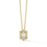 Diamond Halo V-Tip Faux Bezel Cushion Pendant