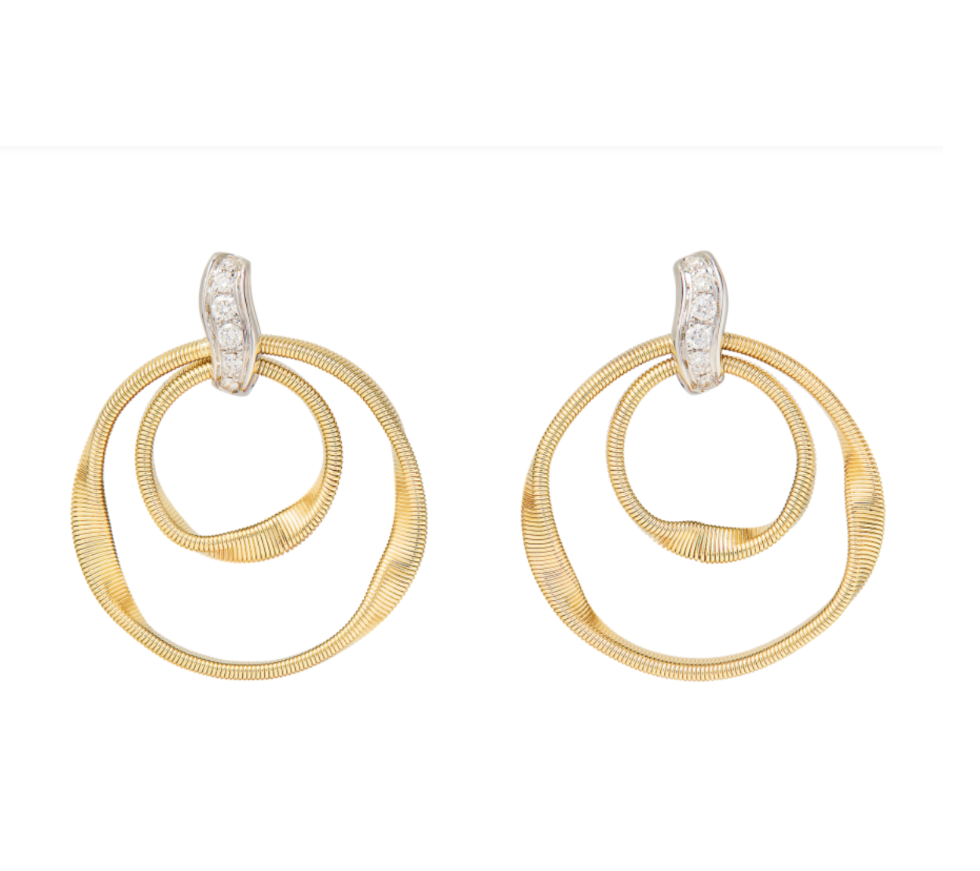18k Yellow Gold and Diamond Marrakech Collection Double Ring Earrings