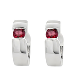 Rhodolite Garnet Huggie Hoop Earrings in Sterling Silver