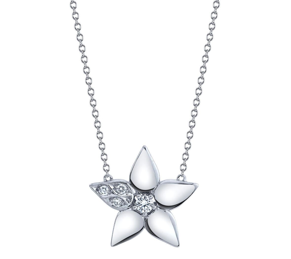 18K White Gold Diamond Star Necklace