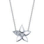 18K White Gold Diamond Star Necklace