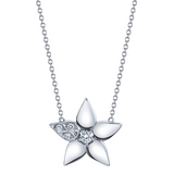 18K White Gold Diamond Star Necklace