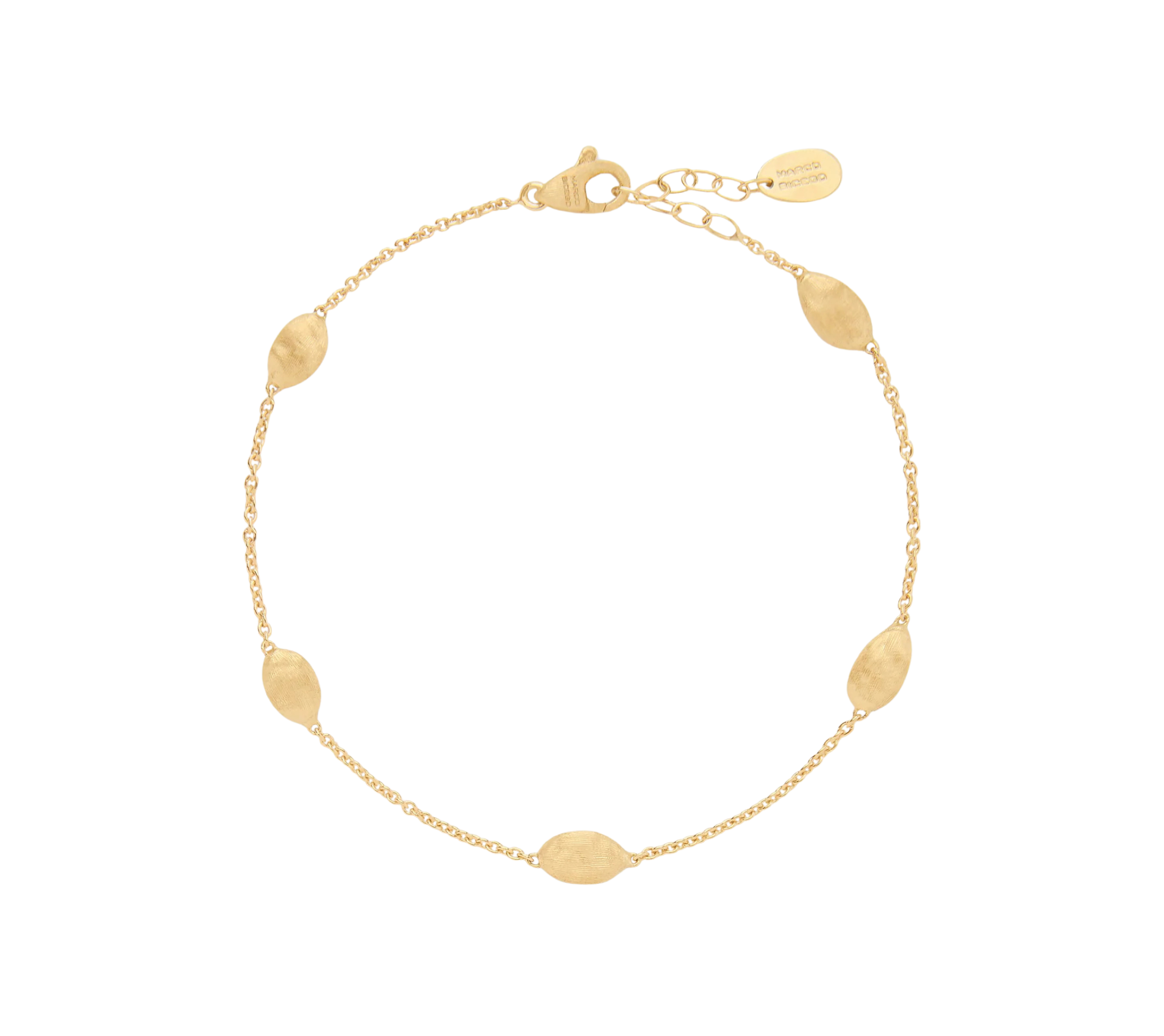 18K Yellow Gold Small Bean Bracelet, 6.5"-8'