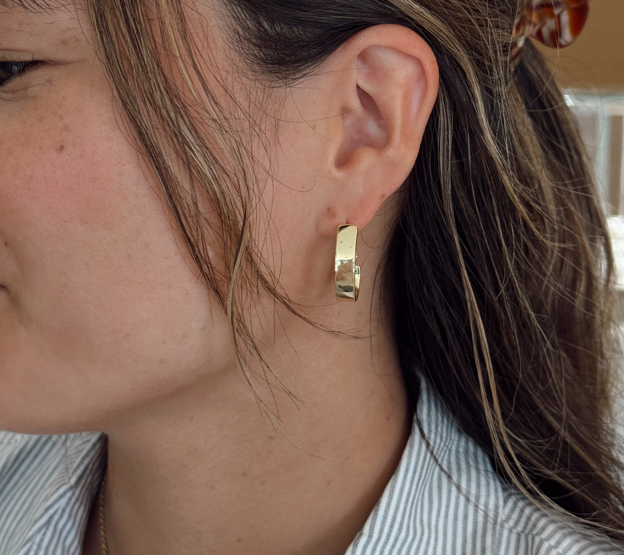 5mm Polished Yellow Gold-Plated Sterling Silver Hoop Earrings