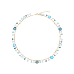 18K Yellow Gold Blue Topaz Necklace, 16.5"-18"