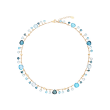 18K Yellow Gold Blue Topaz Necklace, 16.5"-18"