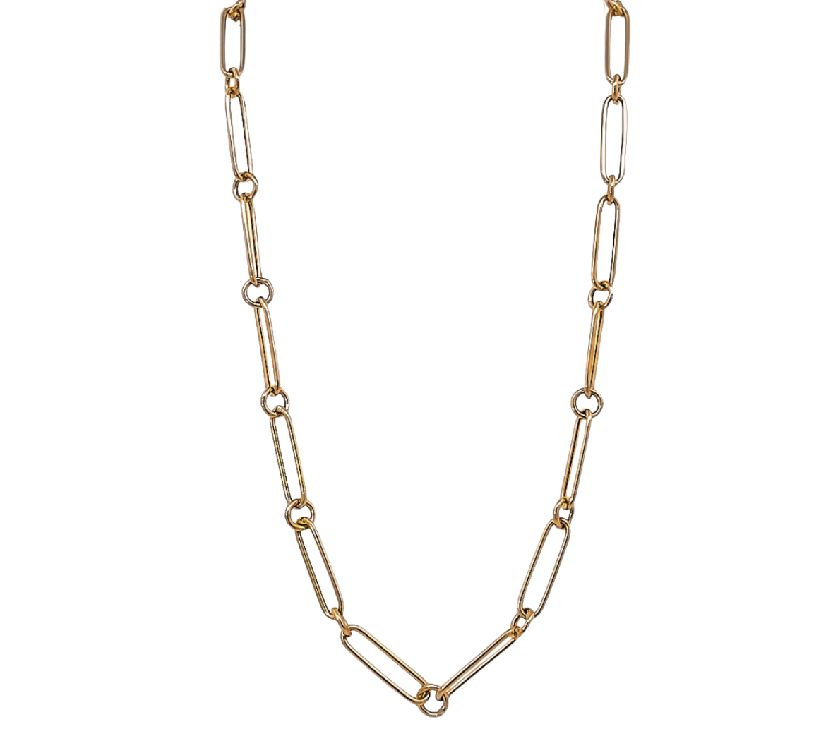 14K Yellow Gold Paperclip Necklace