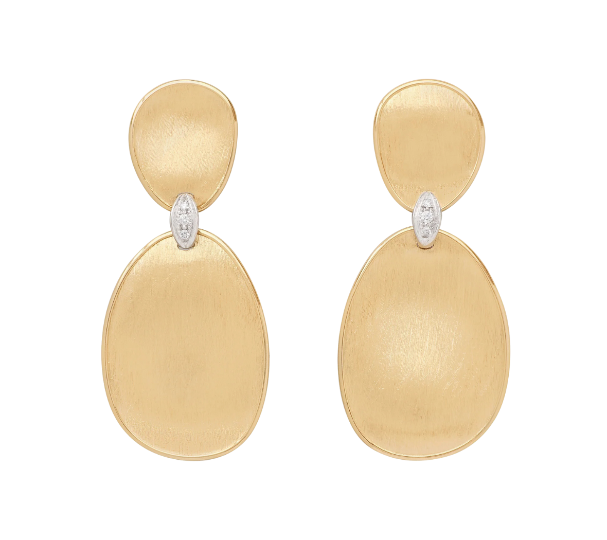 18K Yellow Gold Two-Drop Earrings With Diamond Accents