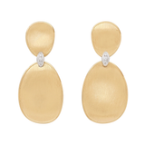 18K Yellow Gold Two-Drop Earrings With Diamond Accents