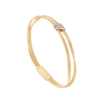 Marrakech 18K Yellow Gold Two Strand Coil Bracelet with Diamond Stations, 7"
