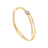 Marrakech 18K Yellow Gold Two Strand Coil Bracelet with Diamond Stations, 7"