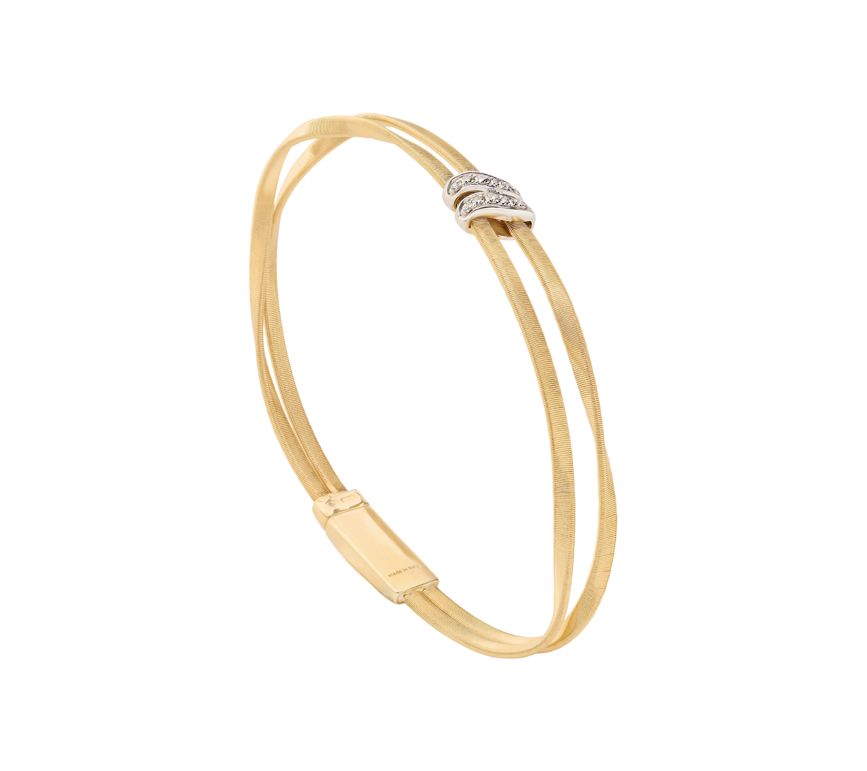 Marrakech 18K Yellow Gold Two Strand Coil Bracelet with Diamond Stations, 7"