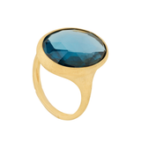 18K Yellow Gold Blue Topaz Ring