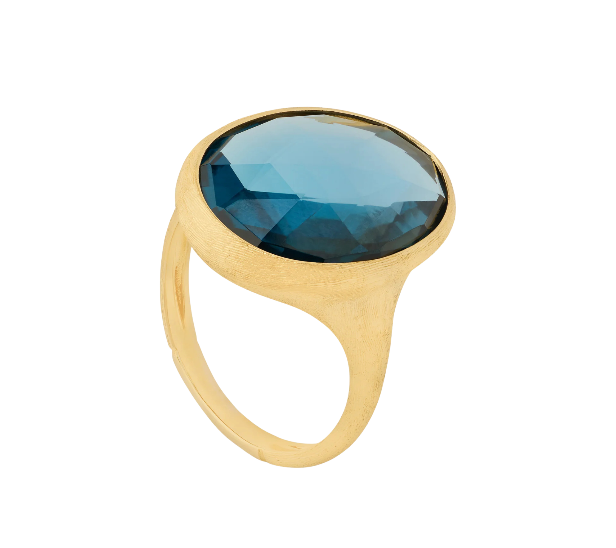 18K Yellow Gold Blue Topaz Ring
