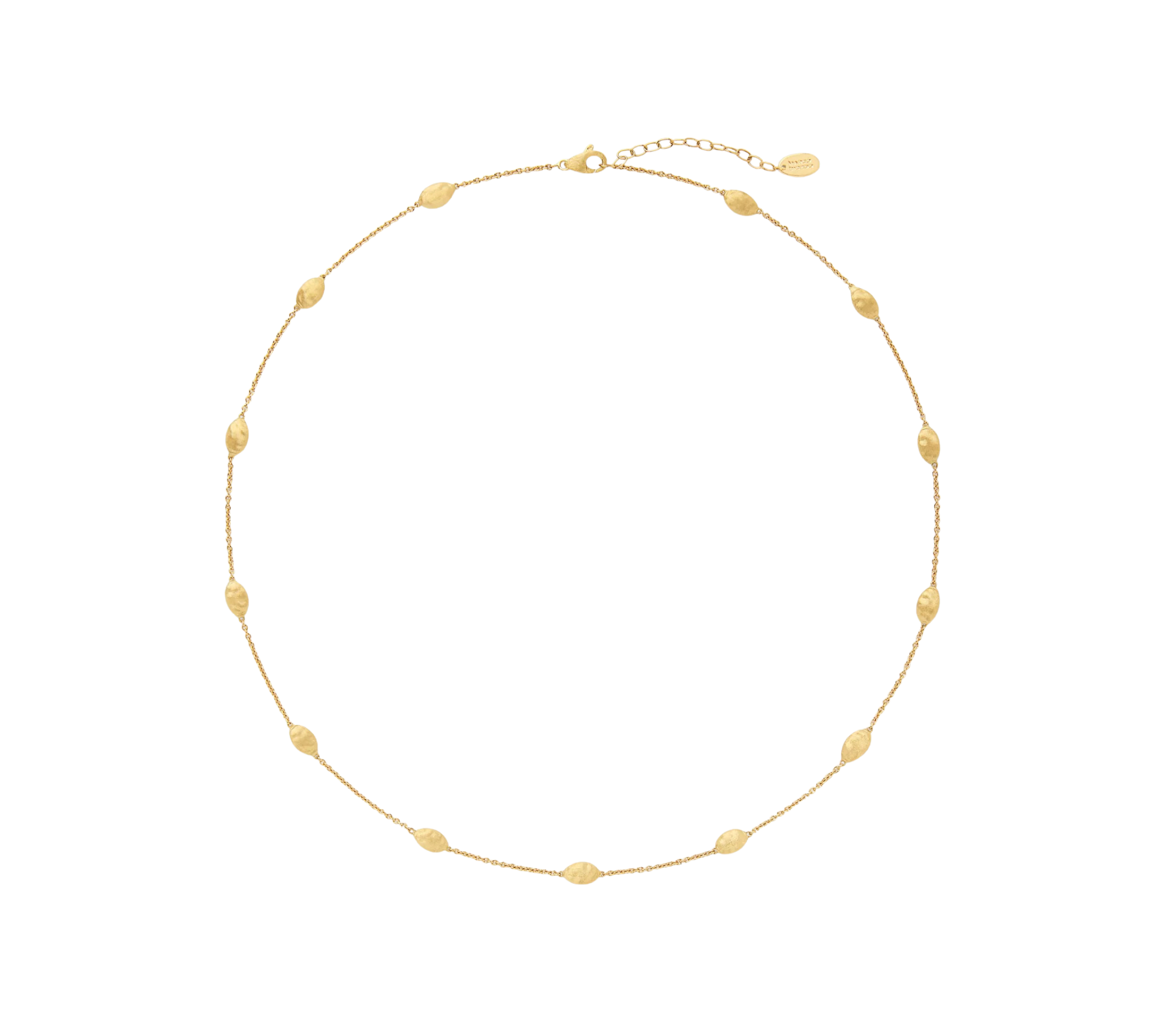 18K Yellow Gold Small Bean Necklace, 16.5"-18"