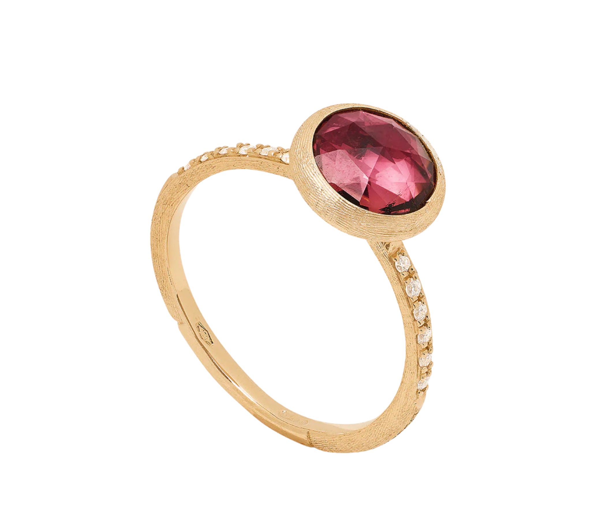 18K Yellow Gold Pink Tourmaline Ring with Diamonds