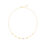 18K Yellow Gold Bean Halfsie Necklace with Diamonds, 16.5"-18"