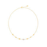 18K Yellow Gold Bean Halfsie Necklace with Diamonds, 16.5"-18"