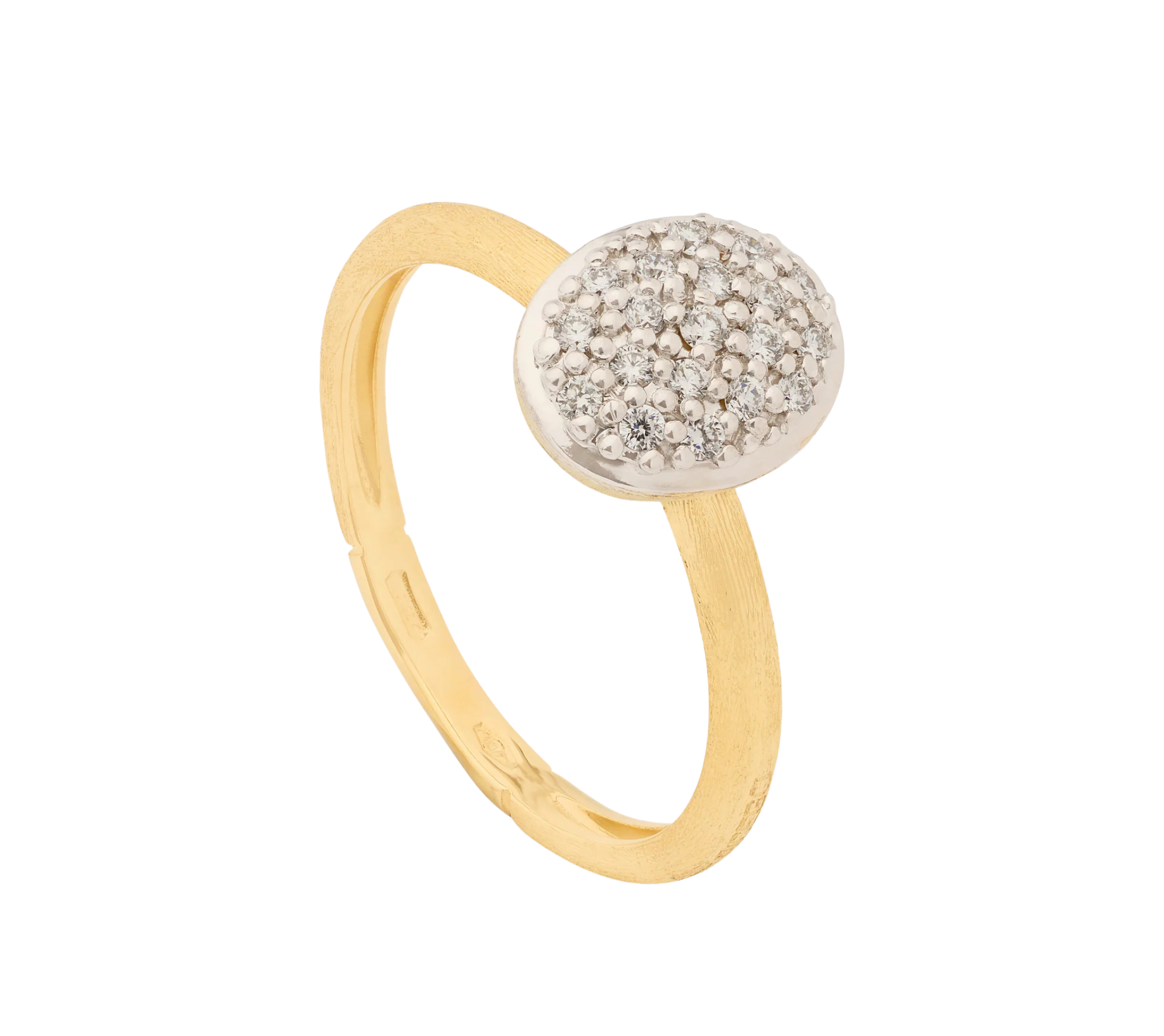18K Yellow Gold Oval Ring with Diamonds