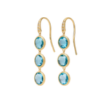Jaipur Color  18K Yellow Gold Blue Topaz Earrings with Diamonds, 1.6"