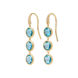 Jaipur Color  18K Yellow Gold Blue Topaz Earrings with Diamonds, 1.6"
