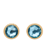 18K Yellow Gold Blue Topaz Stud Earrings, 0.37"