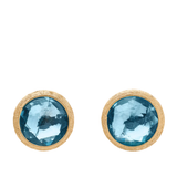 18K Yellow Gold Blue Topaz Stud Earrings, 0.37"