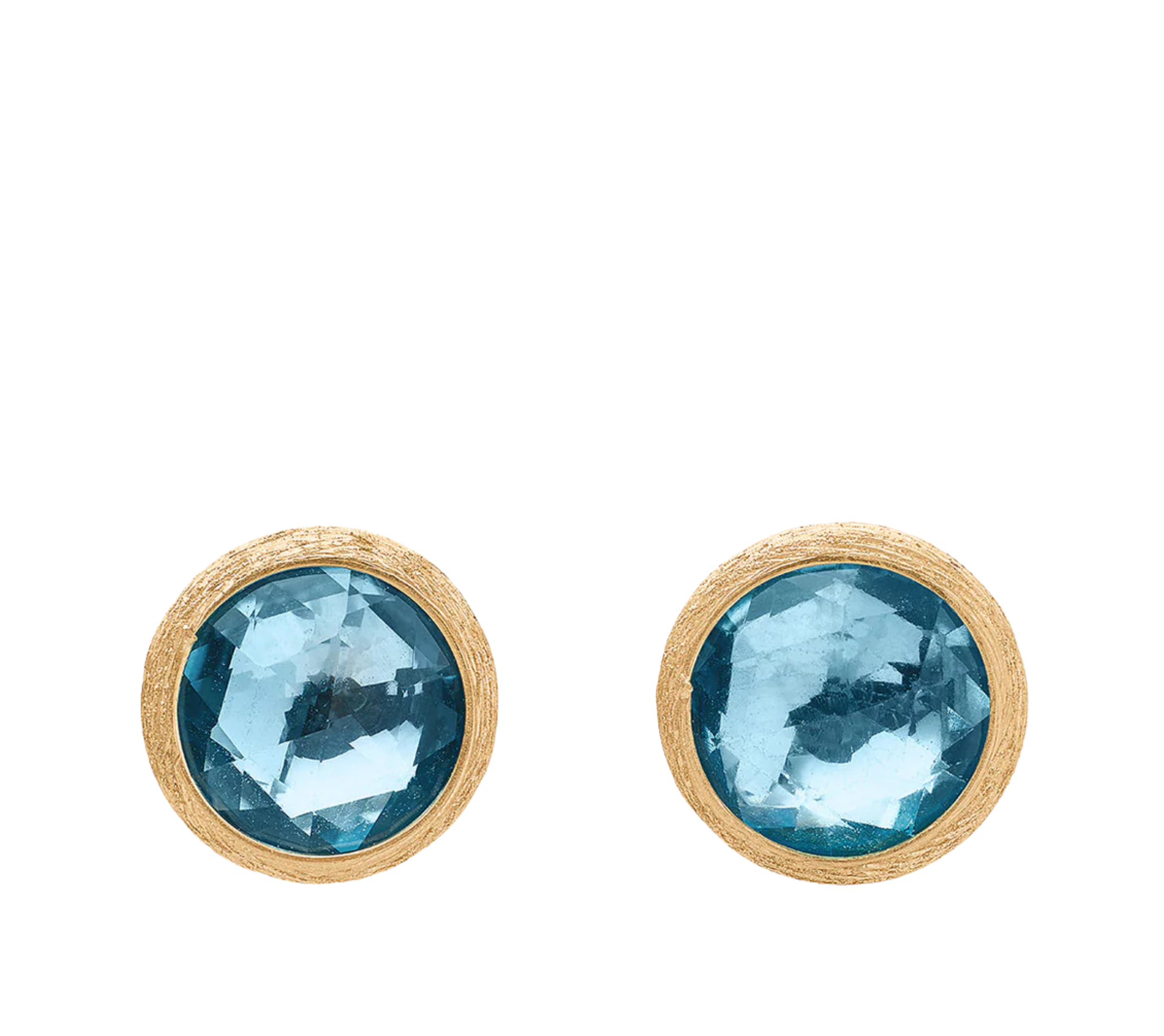 18K Yellow Gold Blue Topaz Stud Earrings, 0.37"