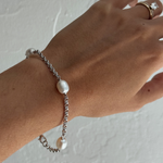Sterling Silver Pearl Station Bracelet