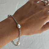 Sterling Silver Pearl Station Bracelet