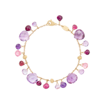 18K Yellow Gold Amethyst and Pink Tourmaline Bracelet, 7.25"