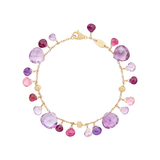18K Yellow Gold Amethyst and Pink Tourmaline Bracelet, 7.25"