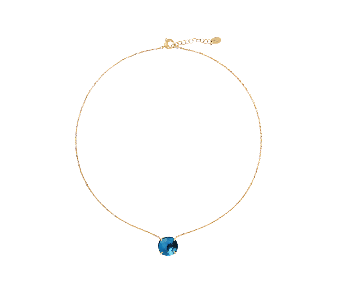 Jaipur Color 18K Yellow Gold London Blue Topaz Pendant Necklace, 16.5-18"