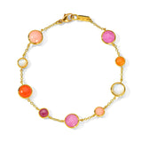 Yellow Gold 9-Stone Link Bracelet in Fire Rose