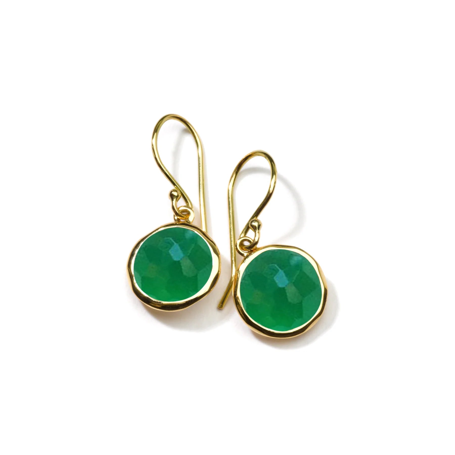 Mini Drop Earrings 18k gold in Dyed green agate