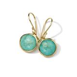 Mini Drop Earrings 18k gold in Golden rutilated quartz over turquoise doublet