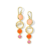 18K Yellow Gold 4-Stone Center Drop Earrings in Fire Rose