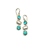 Mini 3-Stone Drop Earrings 18k gold in Fronda