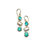 Mini 3-Stone Drop Earrings 18k gold in Fronda