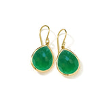 Medium Teardrop Earrings 18k gold in Dyed green agate