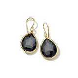 18K yellow Gold Medium Teardrop Earrings in Hematite